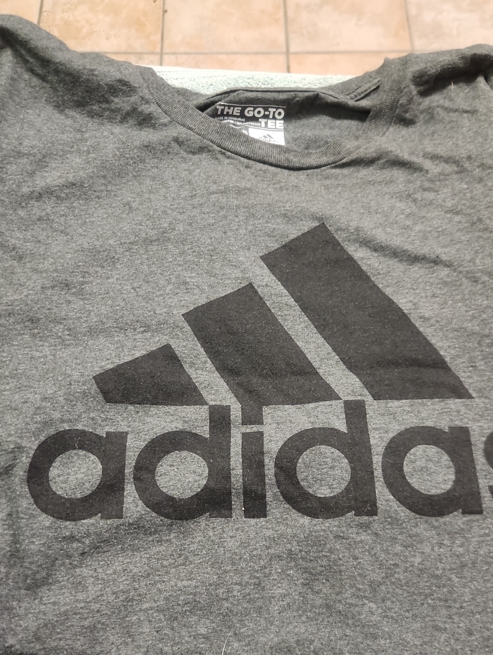 adidas Men's Charcoal Gray Short Sleeve Logo Tee